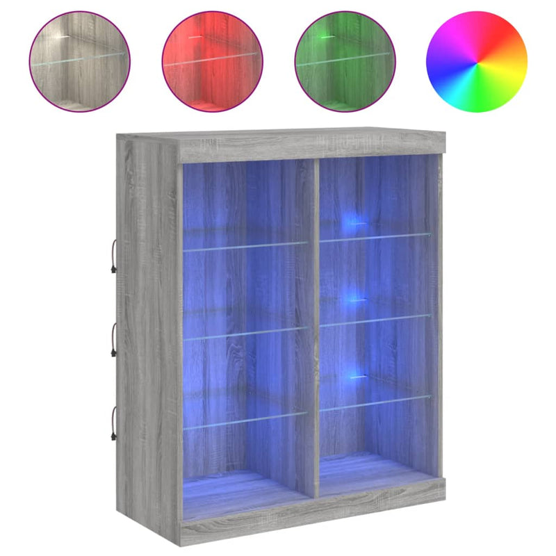 vidaXL szürke sonoma színű tálalószekrény LED-ekkel 81 x 37 x 100 cm