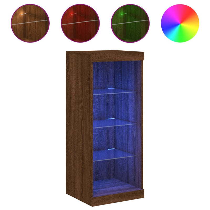 vidaXL barna tölgy színű tálalószekrény LED-ekkel 41 x 37 x 100 cm