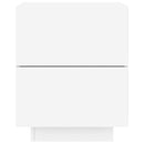 vidaXL fehér szerelt fa éjjeliszekrény LED-fényekkel