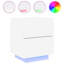 vidaXL 2 db fehér szerelt fa éjjeliszekrény LED-fényekkel