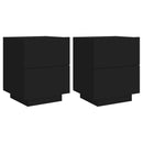 vidaXL 2 db fekete szerelt fa éjjeliszekrény LED-fényekkel