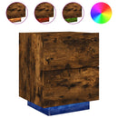 vidaXL 2 db füstös tölgy színű szerelt fa éjjeliszekrény LED-fényekkel