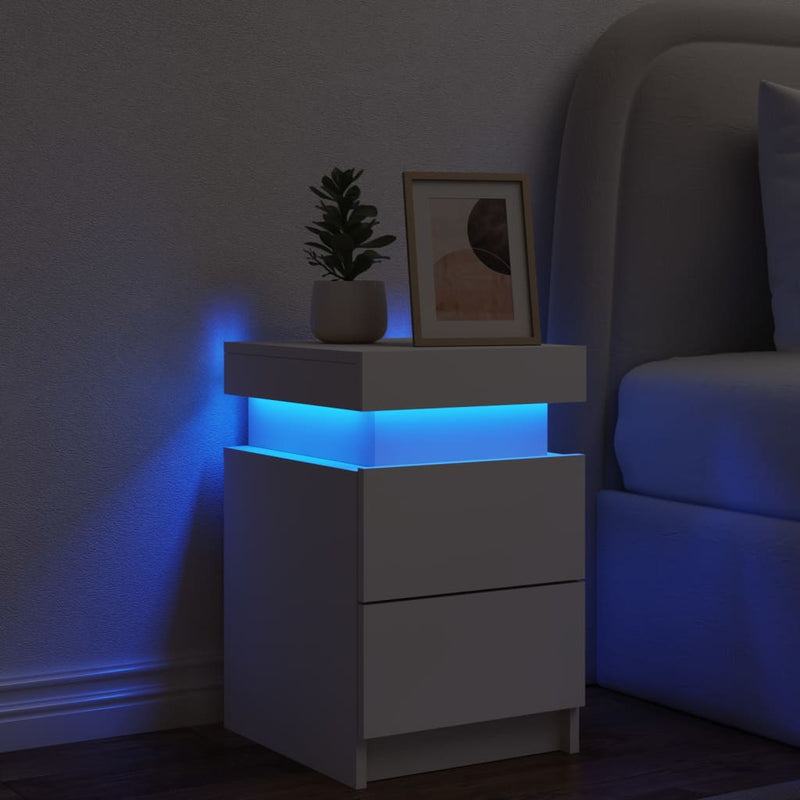 vidaXL fehér éjjeliszekrény LED-világítással 35 x 39 x 55 cm