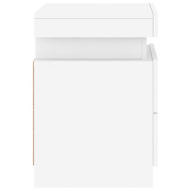 vidaXL fehér éjjeliszekrény LED-világítással 35 x 39 x 55 cm