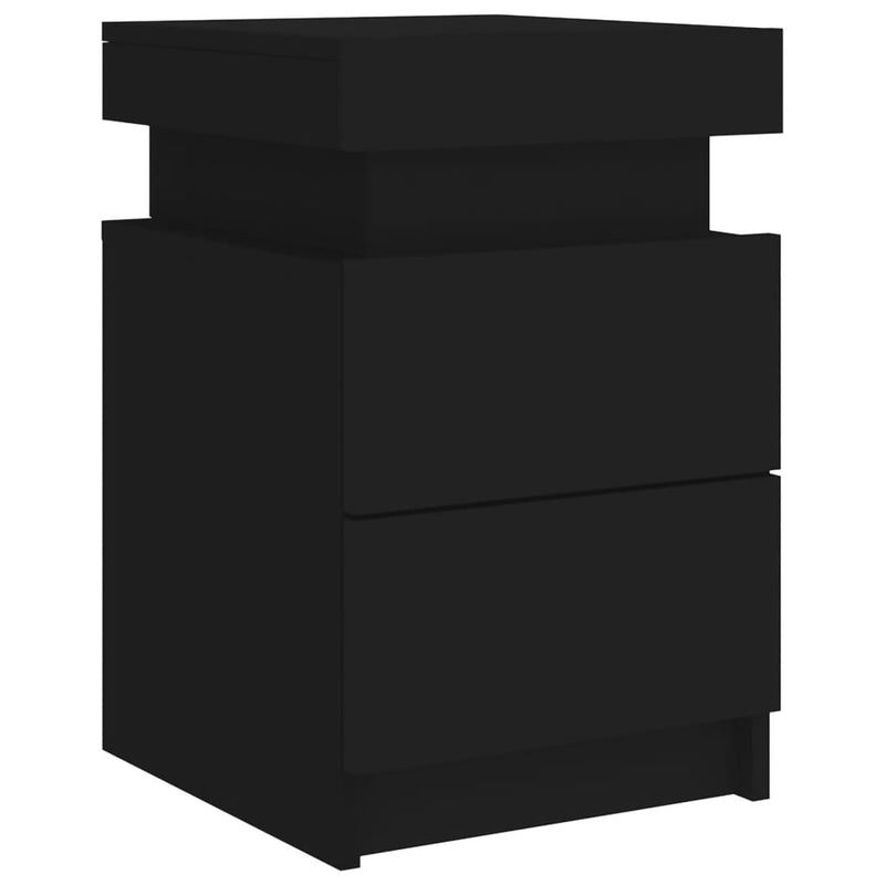 vidaXL fekete éjjeliszekrény LED-világítással 35 x 39 x 55 cm