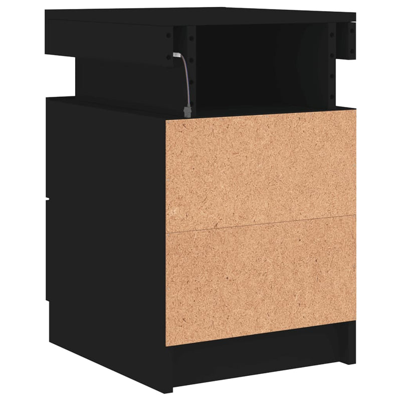 vidaXL fekete éjjeliszekrény LED-világítással 35 x 39 x 55 cm