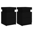 vidaXL 2 db fekete éjjeliszekrény LED-világítással 35 x 39 x 55 cm