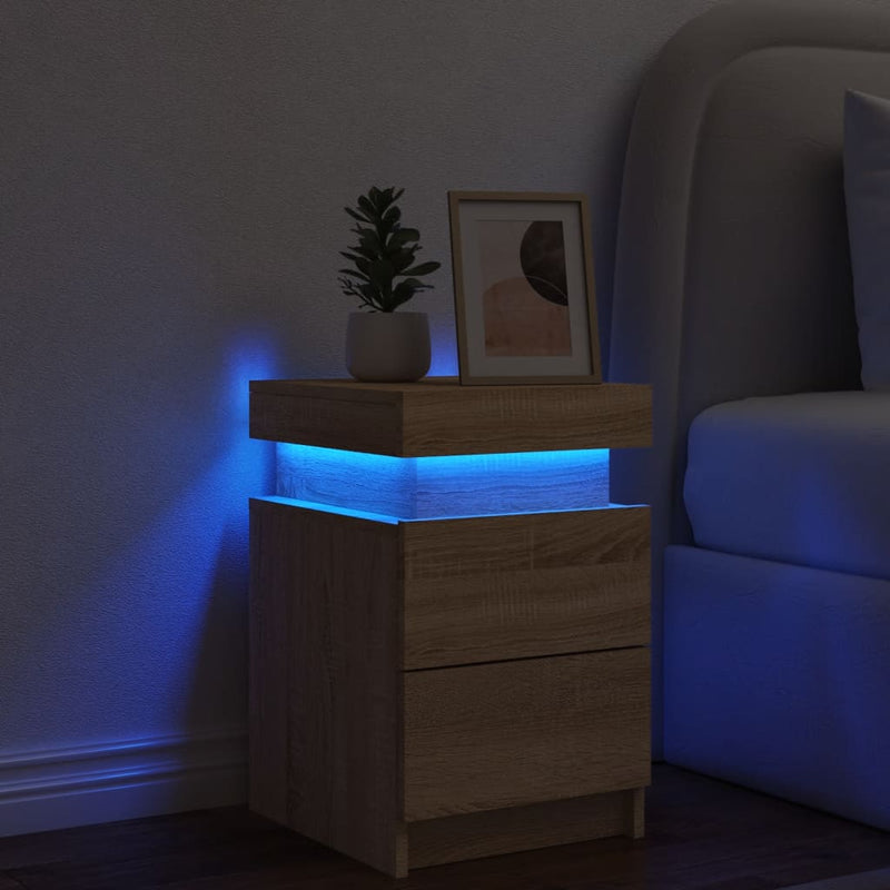 vidaXL sonoma tölgy színű éjjeliszekrény LED-ekkel 35 x 39 x 55 cm