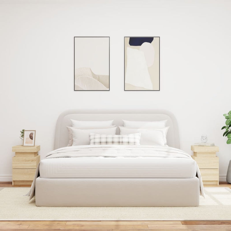 vidaXL 2 db sonoma tölgy színű éjjeliszekrény LED-del 35 x 39 x 55 cm