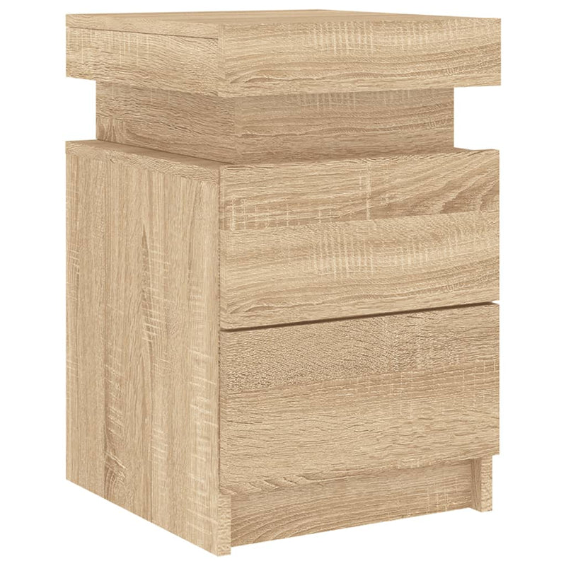 vidaXL 2 db sonoma tölgy színű éjjeliszekrény LED-del 35 x 39 x 55 cm