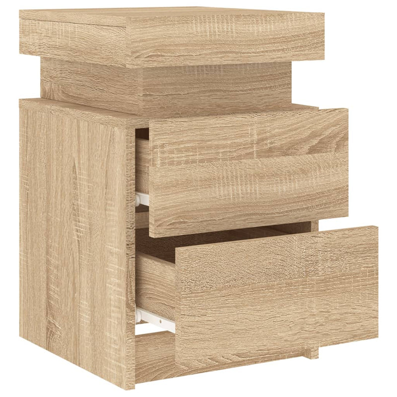 vidaXL 2 db sonoma tölgy színű éjjeliszekrény LED-del 35 x 39 x 55 cm