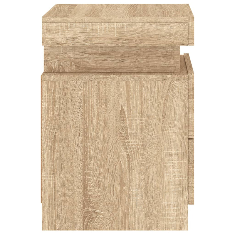vidaXL 2 db sonoma tölgy színű éjjeliszekrény LED-del 35 x 39 x 55 cm