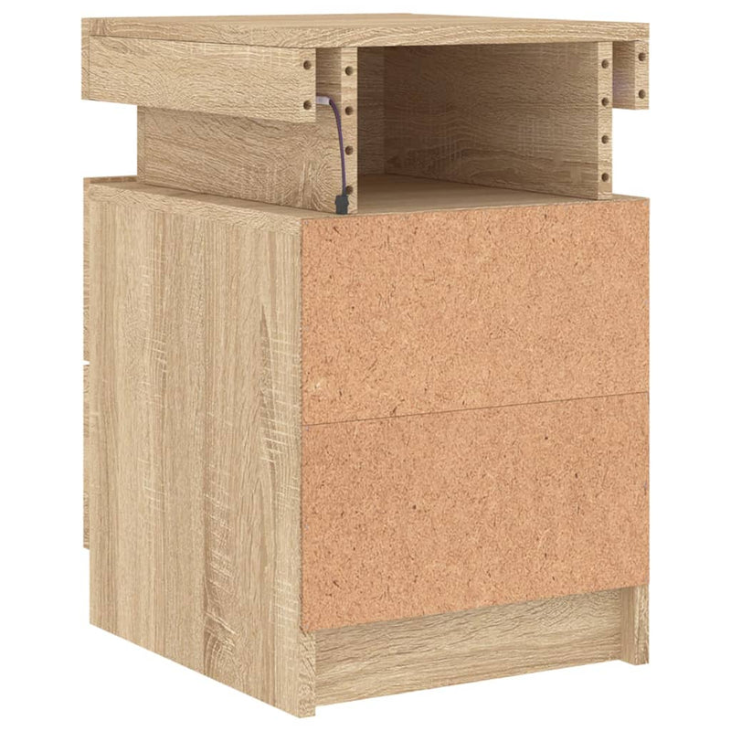 vidaXL 2 db sonoma tölgy színű éjjeliszekrény LED-del 35 x 39 x 55 cm