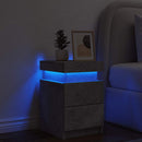 vidaXL betonszürke éjjeliszekrény LED-világítással 35 x 39 x 55 cm