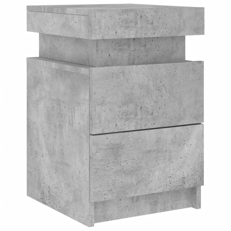 vidaXL betonszürke éjjeliszekrény LED-világítással 35 x 39 x 55 cm