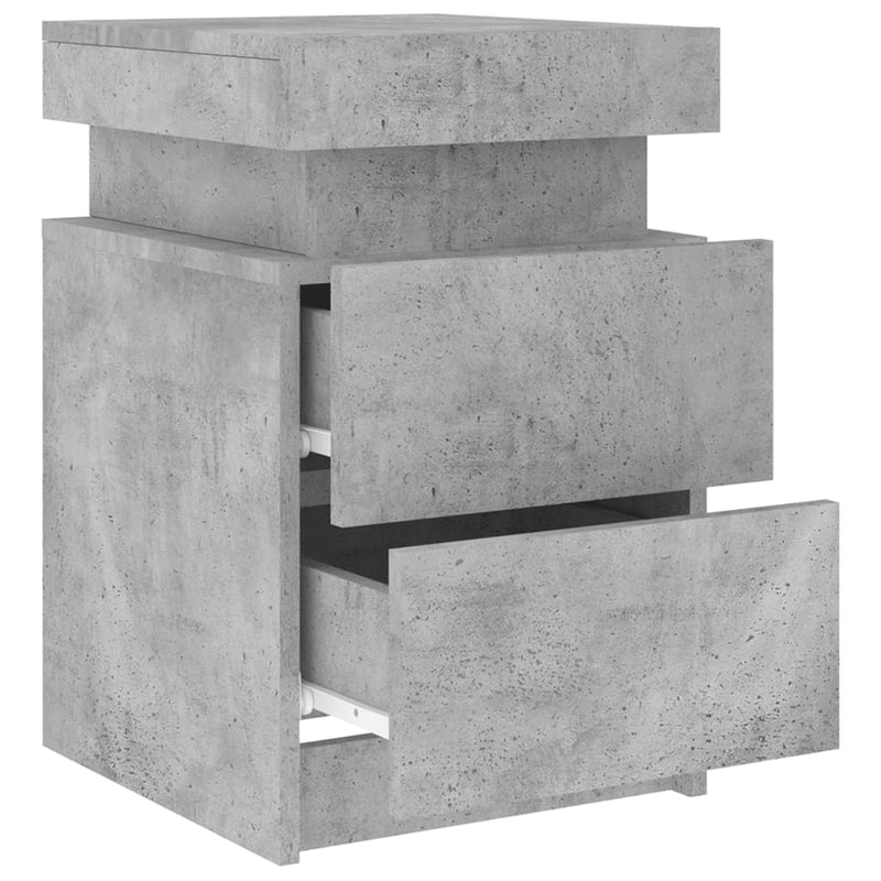 vidaXL betonszürke éjjeliszekrény LED-világítással 35 x 39 x 55 cm