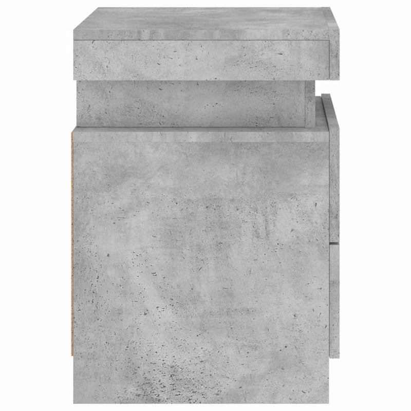 vidaXL betonszürke éjjeliszekrény LED-világítással 35 x 39 x 55 cm