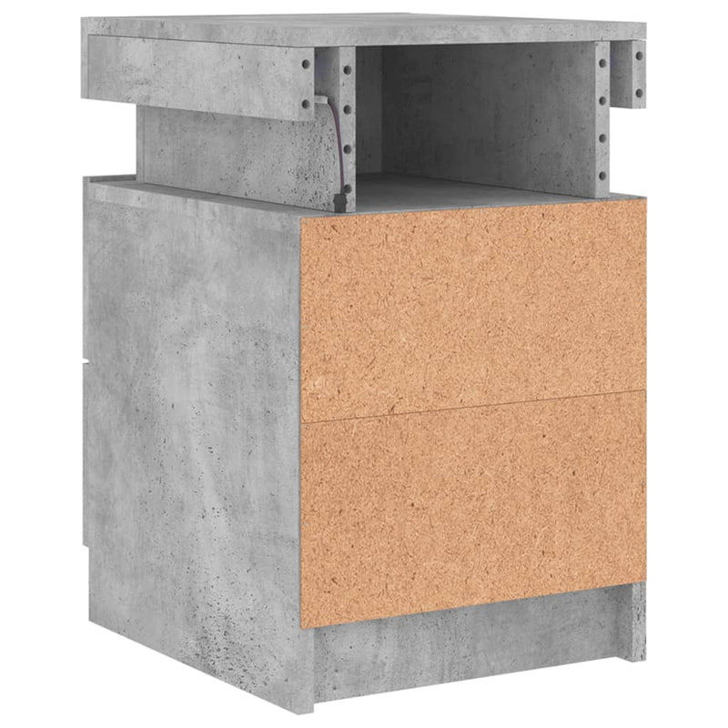 vidaXL betonszürke éjjeliszekrény LED-világítással 35 x 39 x 55 cm