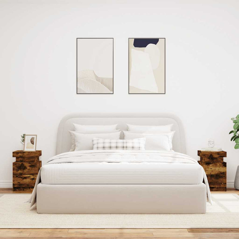 vidaXL 2 db sonoma tölgy színű éjjeliszekrény LED-ekkel 35x39x55 cm