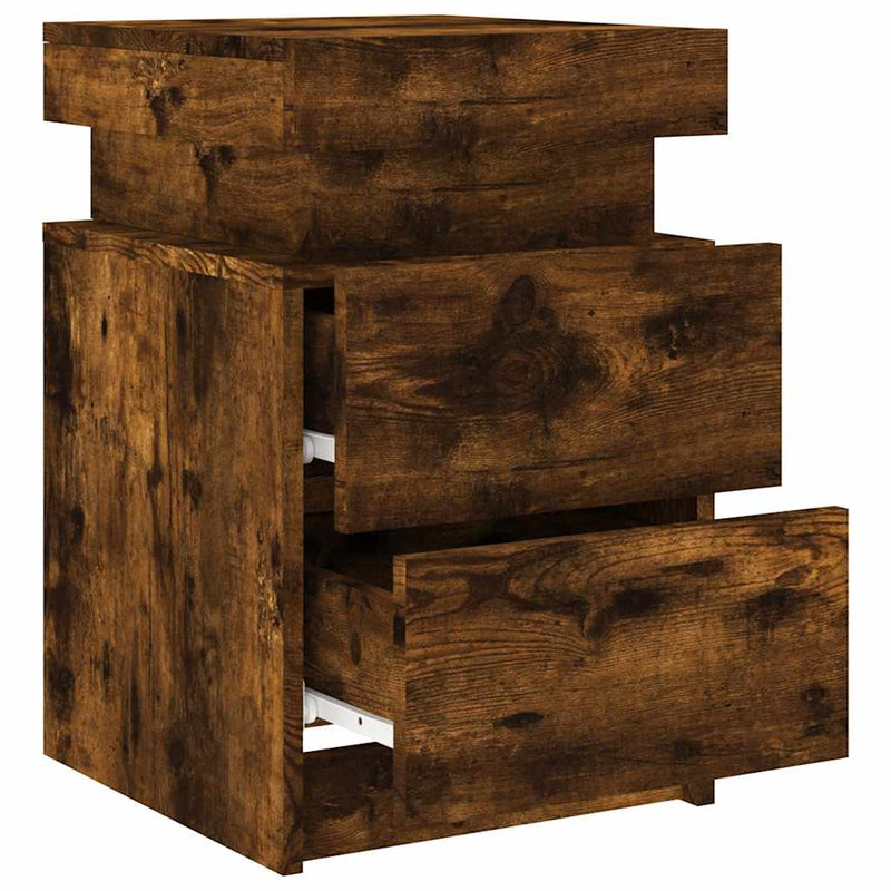 vidaXL 2 db sonoma tölgy színű éjjeliszekrény LED-ekkel 35x39x55 cm