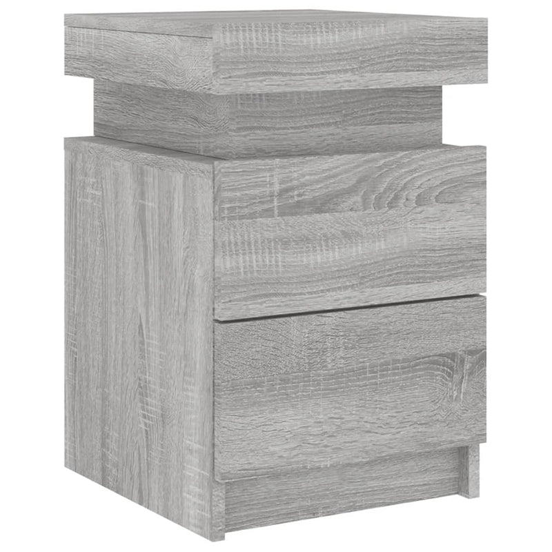 vidaXL 2 db szürke sonoma színű éjjeliszekrény LED-ekkel 35x39x55 cm
