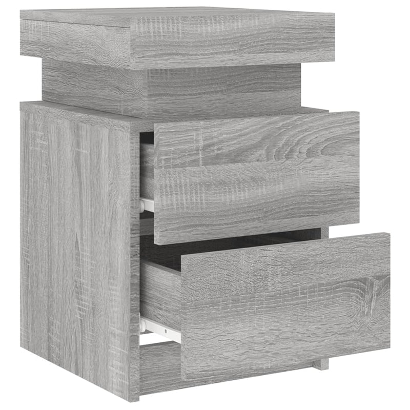 vidaXL 2 db szürke sonoma színű éjjeliszekrény LED-ekkel 35x39x55 cm