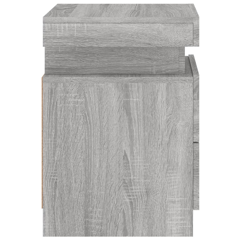 vidaXL 2 db szürke sonoma színű éjjeliszekrény LED-ekkel 35x39x55 cm