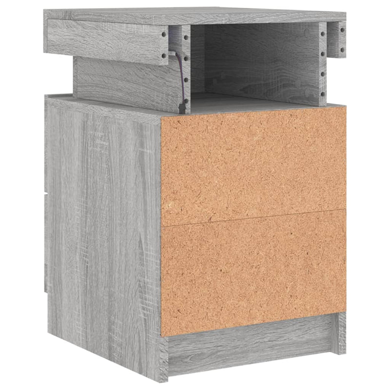 vidaXL 2 db szürke sonoma színű éjjeliszekrény LED-ekkel 35x39x55 cm