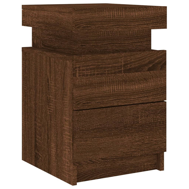 vidaXL barna tölgyszínű éjjeliszekrény LED-világítással 35x39x55 cm