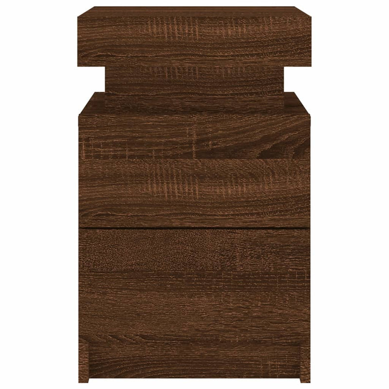 vidaXL 2 db barna tölgy színű éjjeliszekrény LED-ekkel 35 x 39 x 55 cm