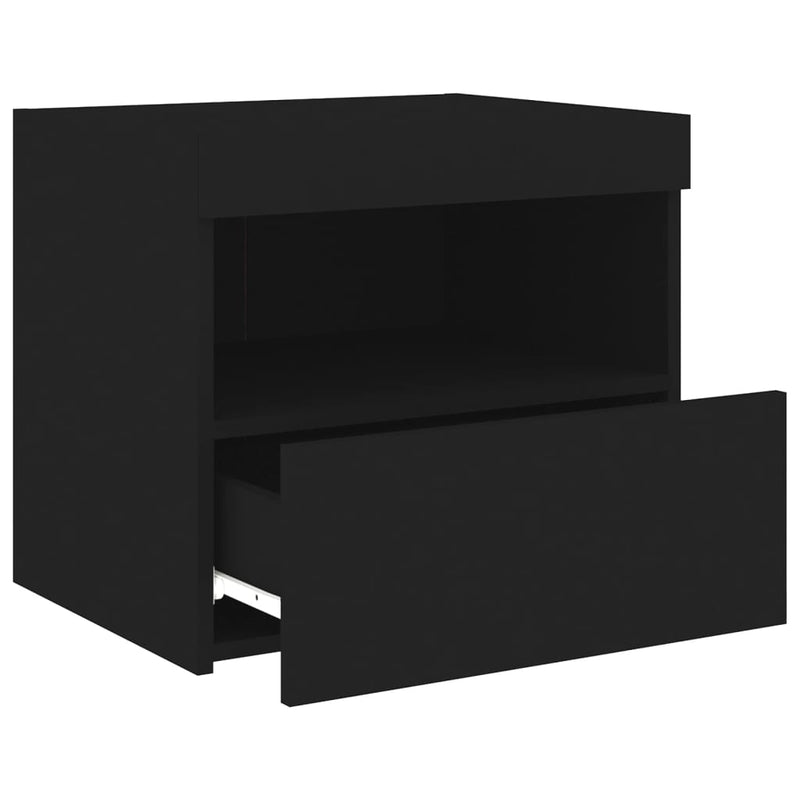 vidaXL fekete éjjeliszekrény LED-világítással 50 x 40 x 45 cm