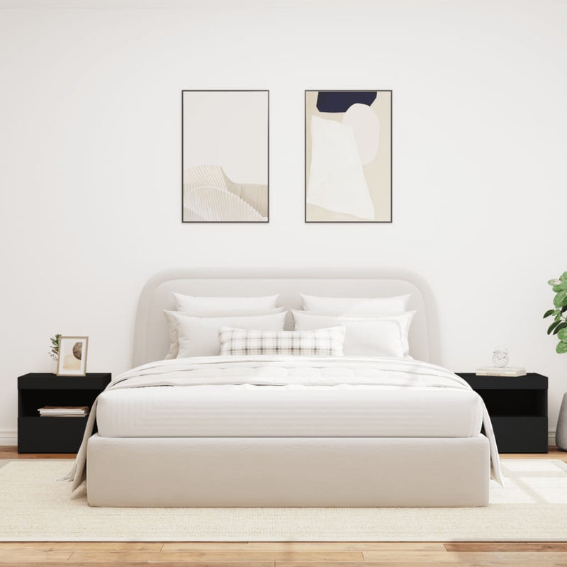 vidaXL 2 db fekete műfa éjjeliszekrény LED-fényekkel 50x40x45 cm