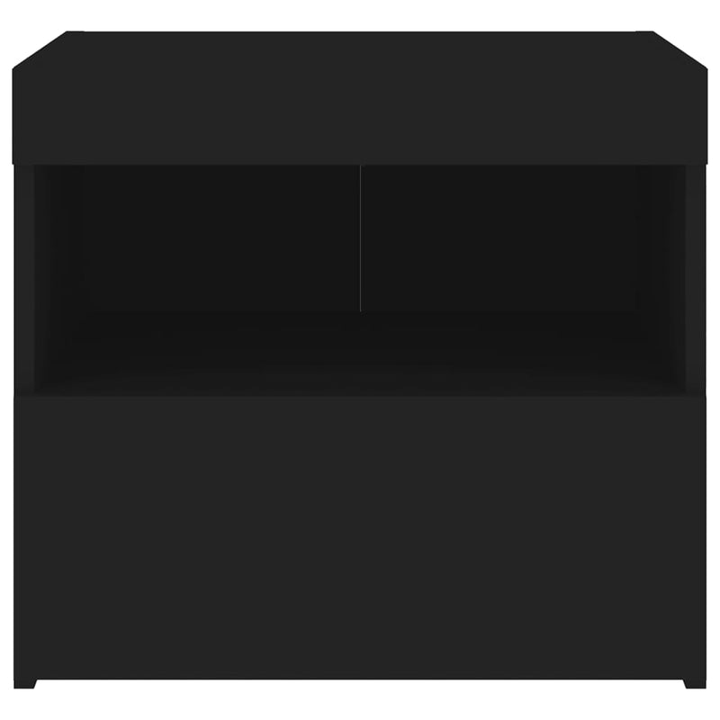 vidaXL 2 db fekete műfa éjjeliszekrény LED-fényekkel 50x40x45 cm