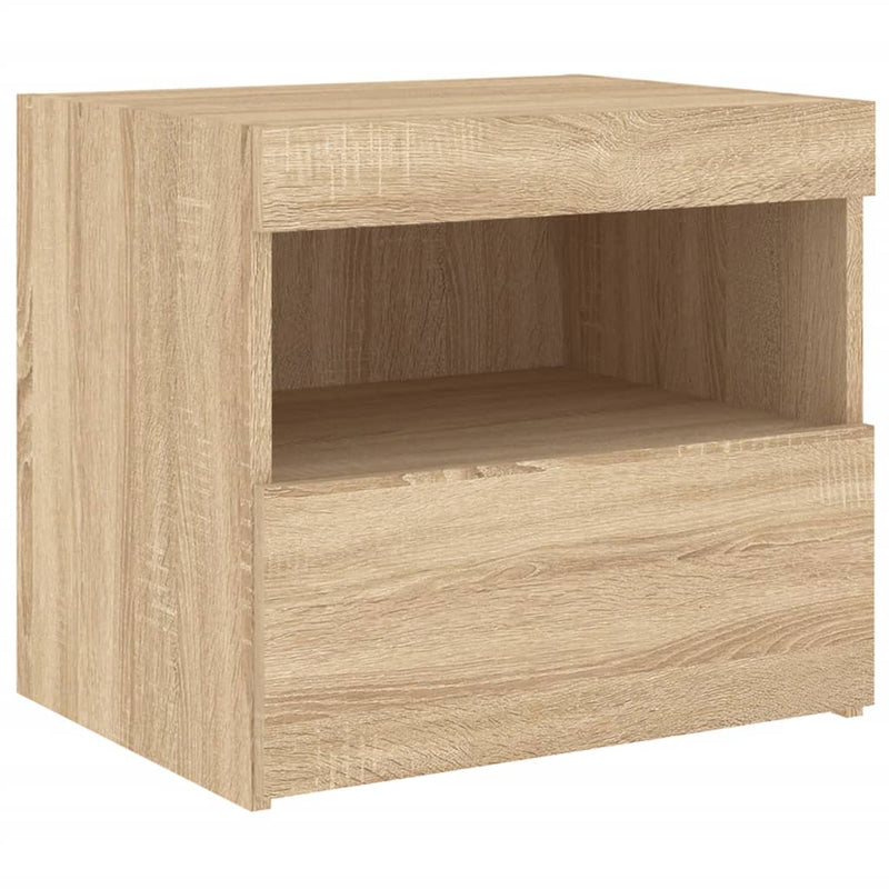 vidaXL sonoma tölgy színű éjjeliszekrény LED-ekkel 50 x 40 x 45 cm