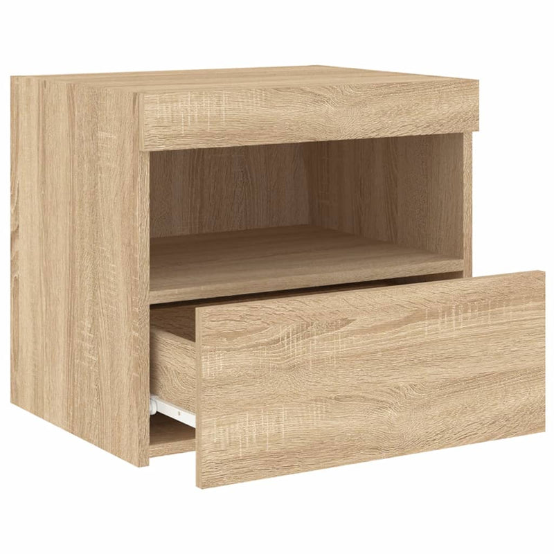 vidaXL sonoma tölgy színű éjjeliszekrény LED-ekkel 50 x 40 x 45 cm