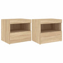 vidaXL 2 db sonoma tölgy színű éjjeliszekrény LED-ekkel 50x40x45 cm