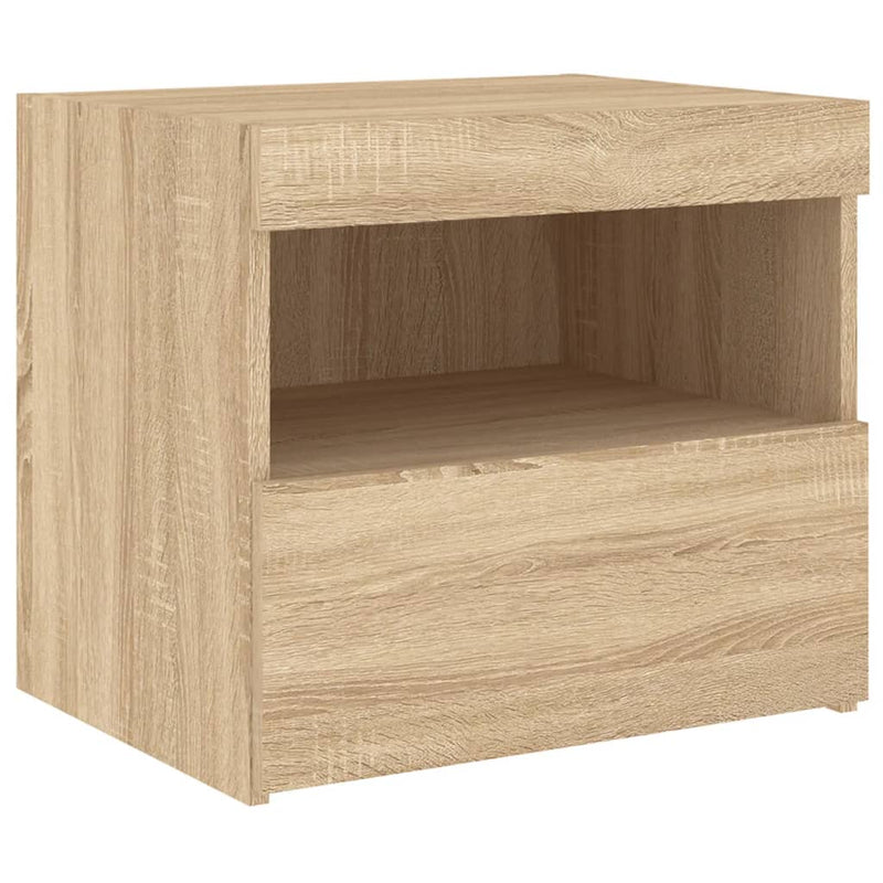 vidaXL 2 db sonoma tölgy színű éjjeliszekrény LED-ekkel 50x40x45 cm