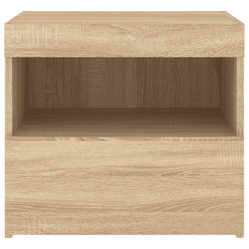 vidaXL 2 db sonoma tölgy színű éjjeliszekrény LED-ekkel 50x40x45 cm
