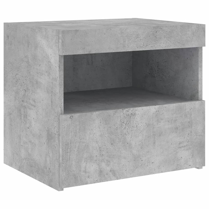 vidaXL betonszürke éjjeliszekrény LED-világítással 50 x 40 x 45 cm
