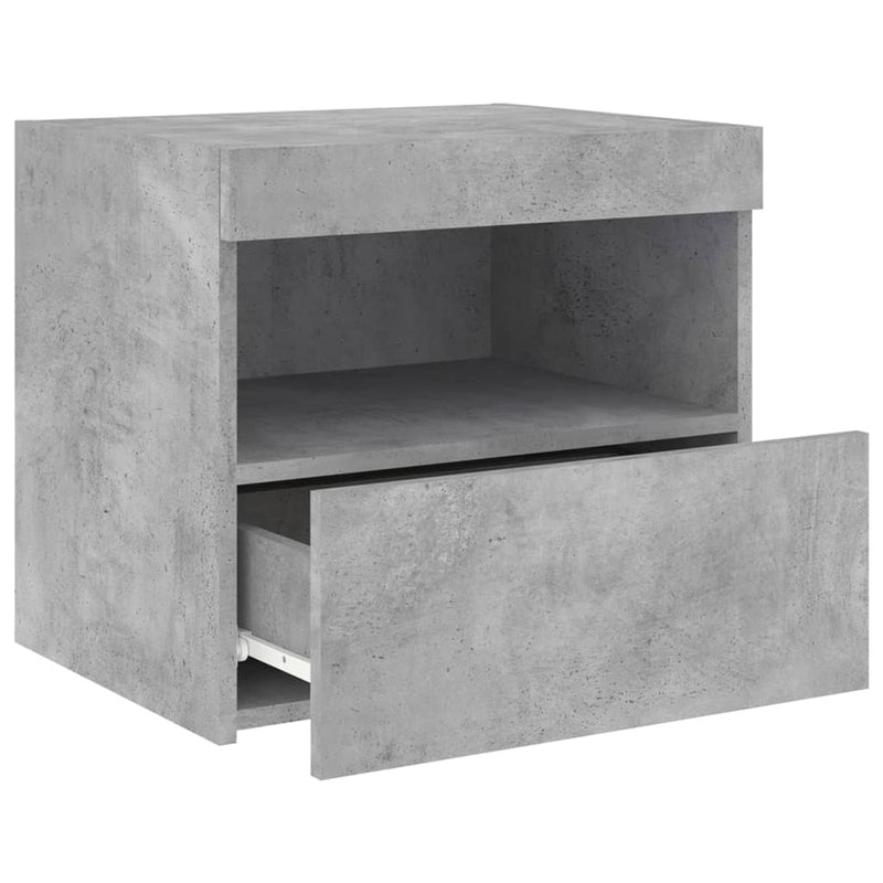vidaXL betonszürke éjjeliszekrény LED-világítással 50 x 40 x 45 cm