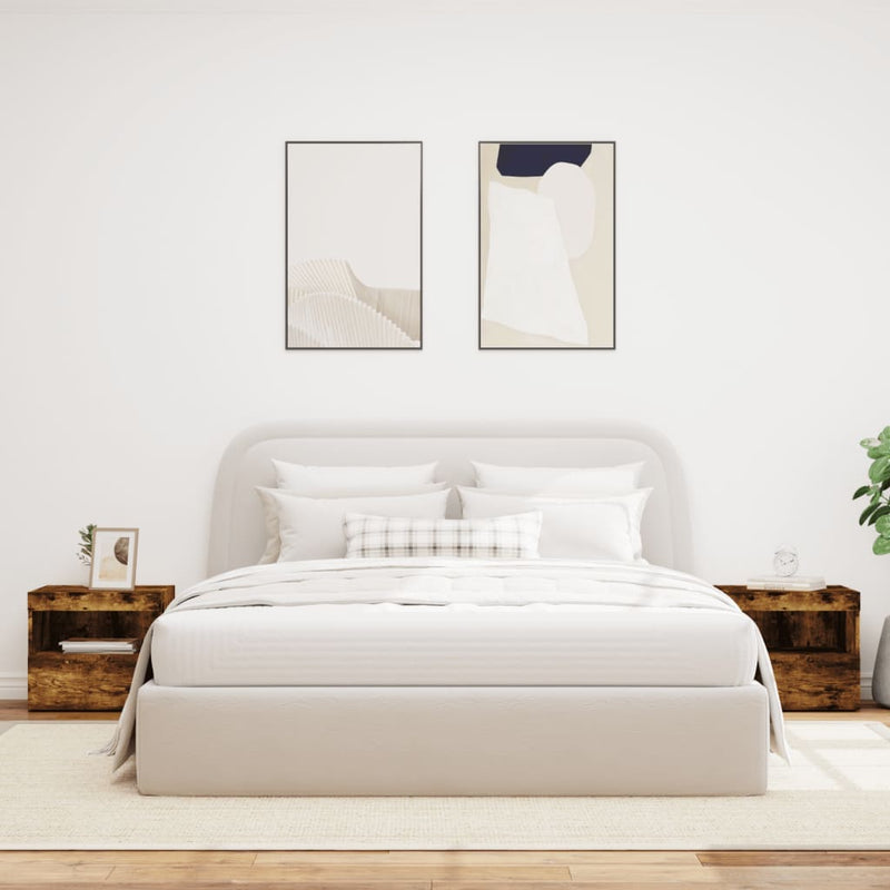 vidaXL 2 db sonoma tölgy éjjeliszekrény LED-fényekkel 50x40x45 cm