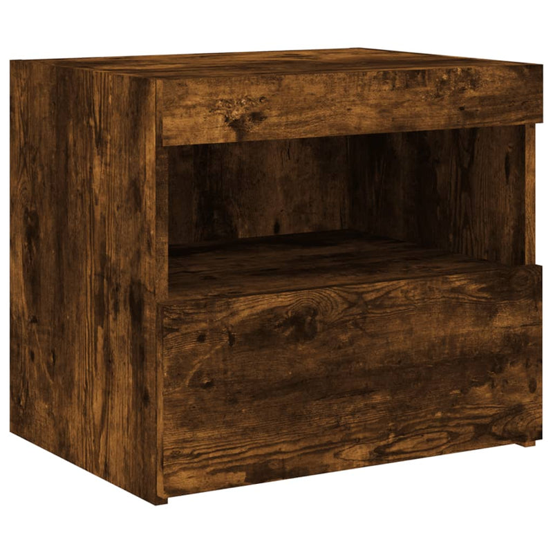 vidaXL 2 db sonoma tölgy éjjeliszekrény LED-fényekkel 50x40x45 cm
