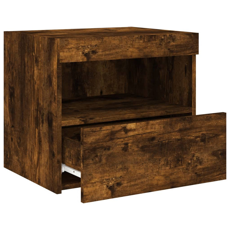 vidaXL 2 db sonoma tölgy éjjeliszekrény LED-fényekkel 50x40x45 cm
