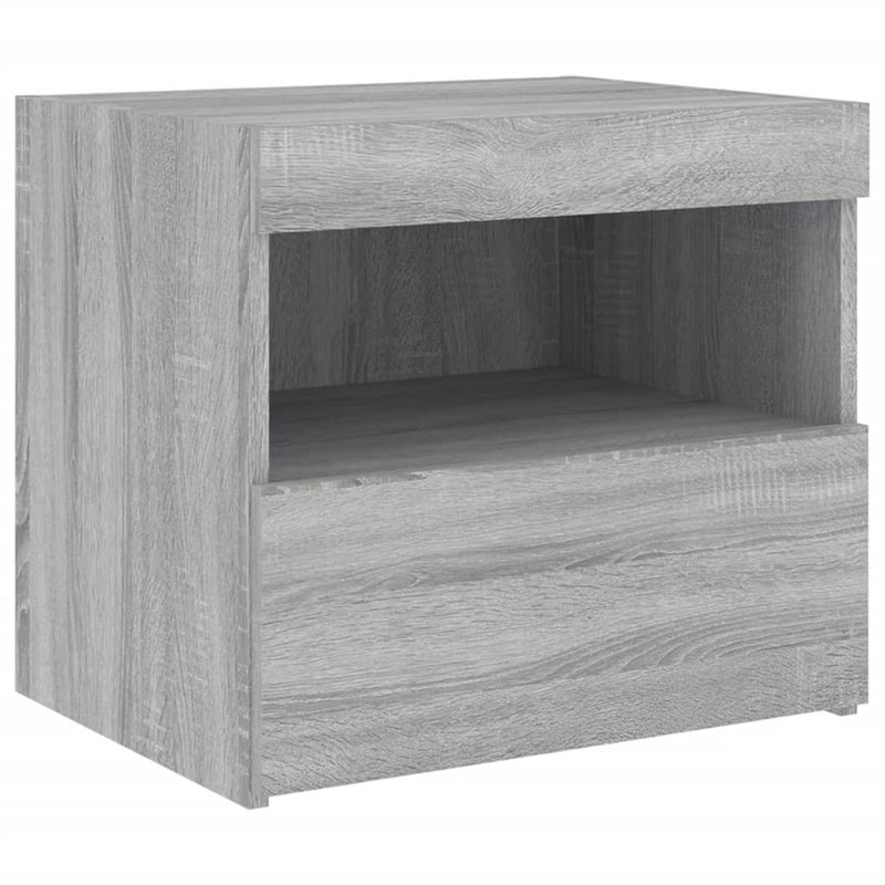 vidaXL szürke sonoma éjjeliszekrény LED-világítással 50 x 40 x 45 cm