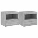 vidaXL 2 db szürke sonoma színű éjjeliszekrény LED-ekkel 50x40x45 cm