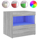 vidaXL 2 db szürke sonoma színű éjjeliszekrény LED-ekkel 50x40x45 cm