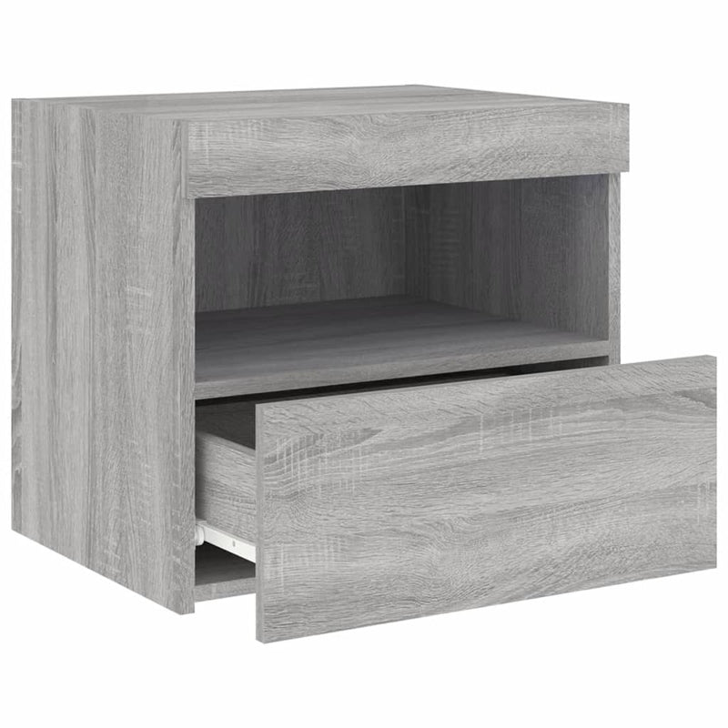 vidaXL 2 db szürke sonoma színű éjjeliszekrény LED-ekkel 50x40x45 cm