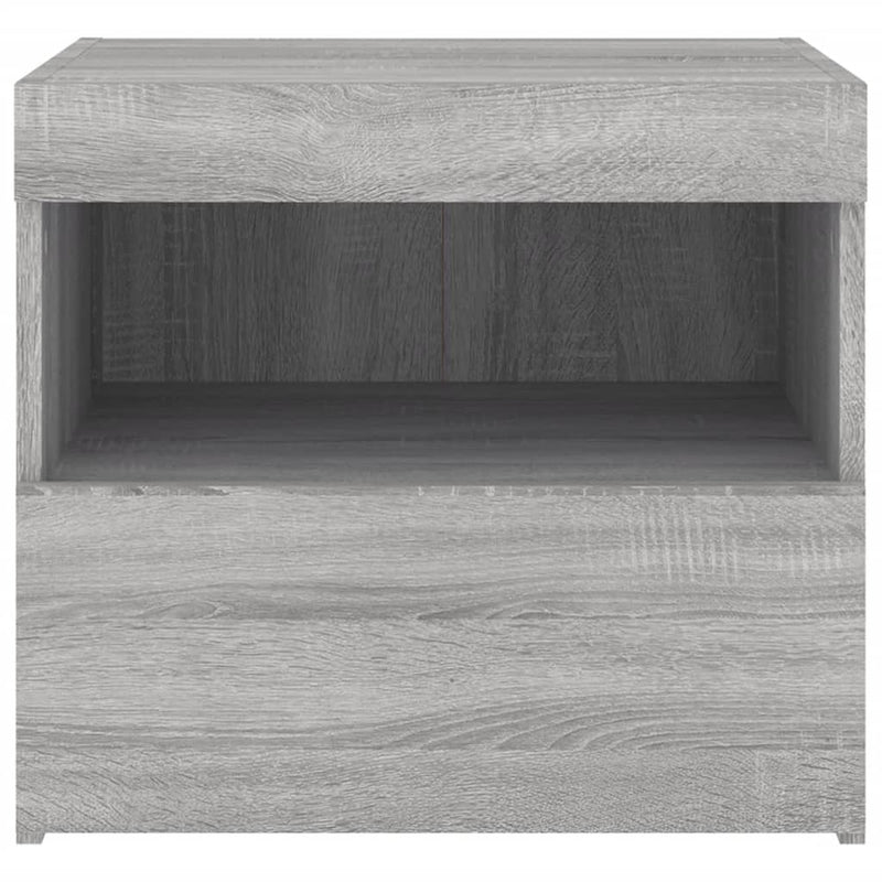 vidaXL 2 db szürke sonoma színű éjjeliszekrény LED-ekkel 50x40x45 cm