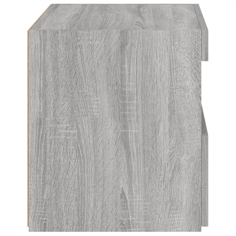vidaXL 2 db szürke sonoma színű éjjeliszekrény LED-ekkel 50x40x45 cm