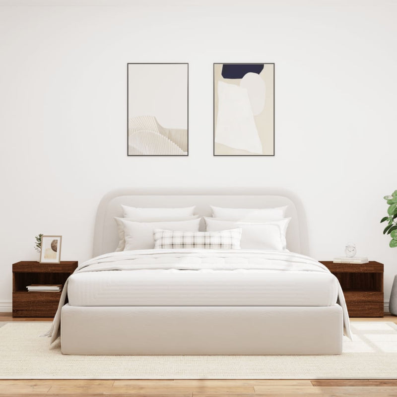 vidaXL 2 db barna tölgy színű éjjeliszekrény LED-ekkel 50x40x45 cm